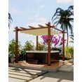 thumbnail image 2 of Garvee 10x10 Ft Outdoor Pergola with Retractable Canopy – Upgraded Aluminum Faux Wood Grain Metal Patio Pergola for Modern Backyard Deck, Porch, Grape Trellis In White, 2 of 28