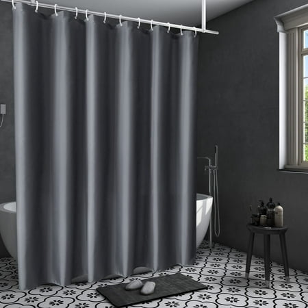 Aoohome Hotel Fabric Shower Curtain Liner Solid Bathroom Curtain With Hooks Waterproof Dark Grey 72 Width X 75 Height Inch