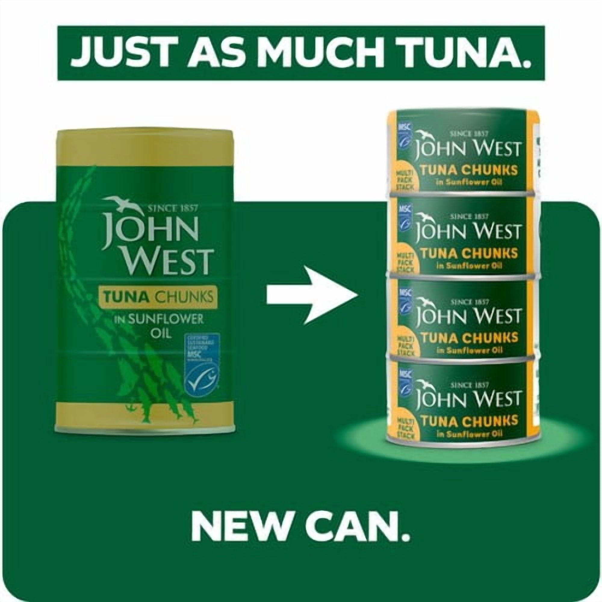 John West Tuna Chunks in Sunflower Oil MSC 4 x 125g, British Import (Pack of 3)