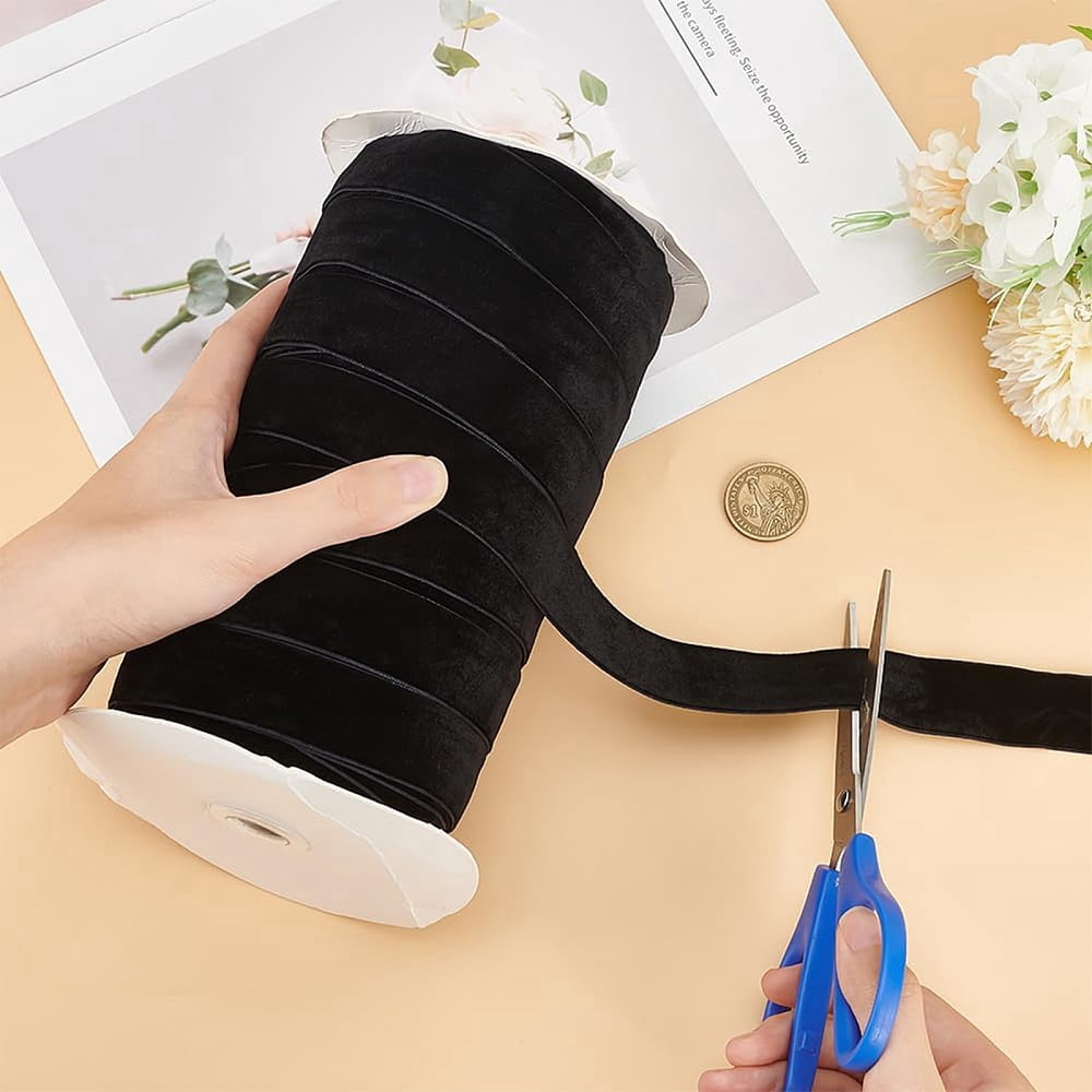 80 Yards Single Face Velvet Ribbon for Gift Wrapping Party Decorations Black 1 inch(25~25.5mm)