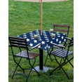 thumbnail image 4 of Fsddascl 4th of July Outdoor Tablecloth - 60x60 Inch Square Dining Table Cover, Independence Day Patriotic White Star Blue Waterproof Outdoor Table Cloth with Umbrella Hole & Zipper for Picnic/Patio, 4 of 7