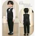 thumbnail image 6 of Outfit Boy Toddler Kids Boys Solid Suits 4 Piece Outfit Tuxedo Set Formal Suit Vest and Pants Bowtie Strap Suspender Set Boys Summer Outfits Black 12 Months-18 Months, 6 of 7