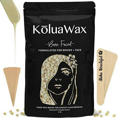 Hard Wax Beans for Painless Hair Removal (Thin Fine Facial Hair Specific). Bare Faced by KoluaWax for Sensitive Skin, Brows, Soft Upper Lip, Sideburns, Neck. Large Refill Pearl Beads for (Best Wax For Upper Lip Hair)
