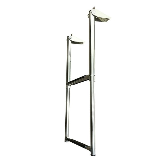 Pactrade Marine Boat SS 2 Steps Telescoping Ladder Over Platform Rubber Foot Grips