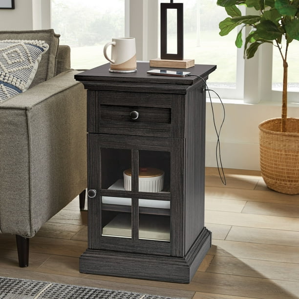 Better Homes & Gardens Canton End Table with USB, Tobacco Oak