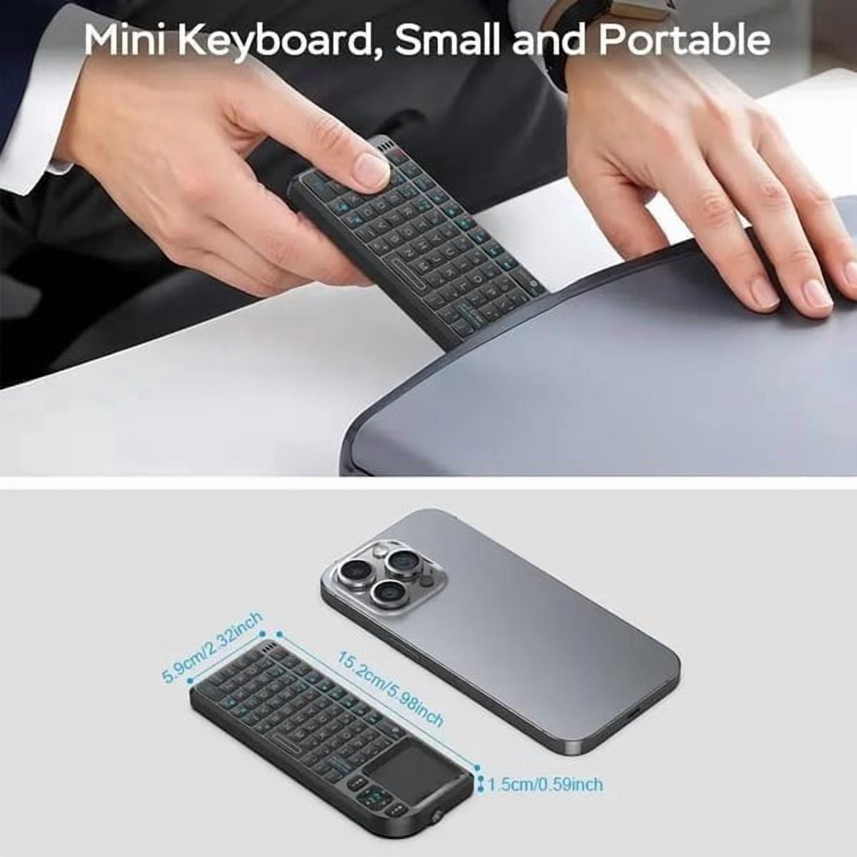 Mini Keyboard with Touchpad, Mini Bluetooth Keyboard, Ultra-Thin Handheld Wireless Portable, for Travel, Office and Home Use Multicolor