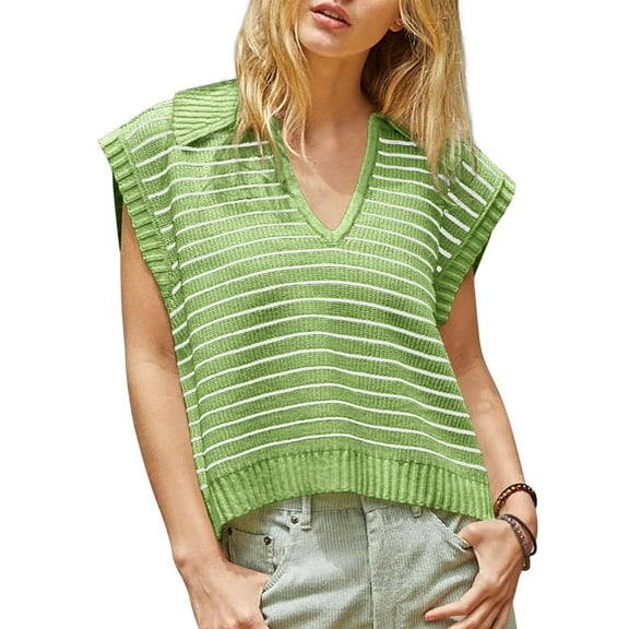 V Neck Cap Sleeve Tops Sleeveless Women Spring Sweater Vest
