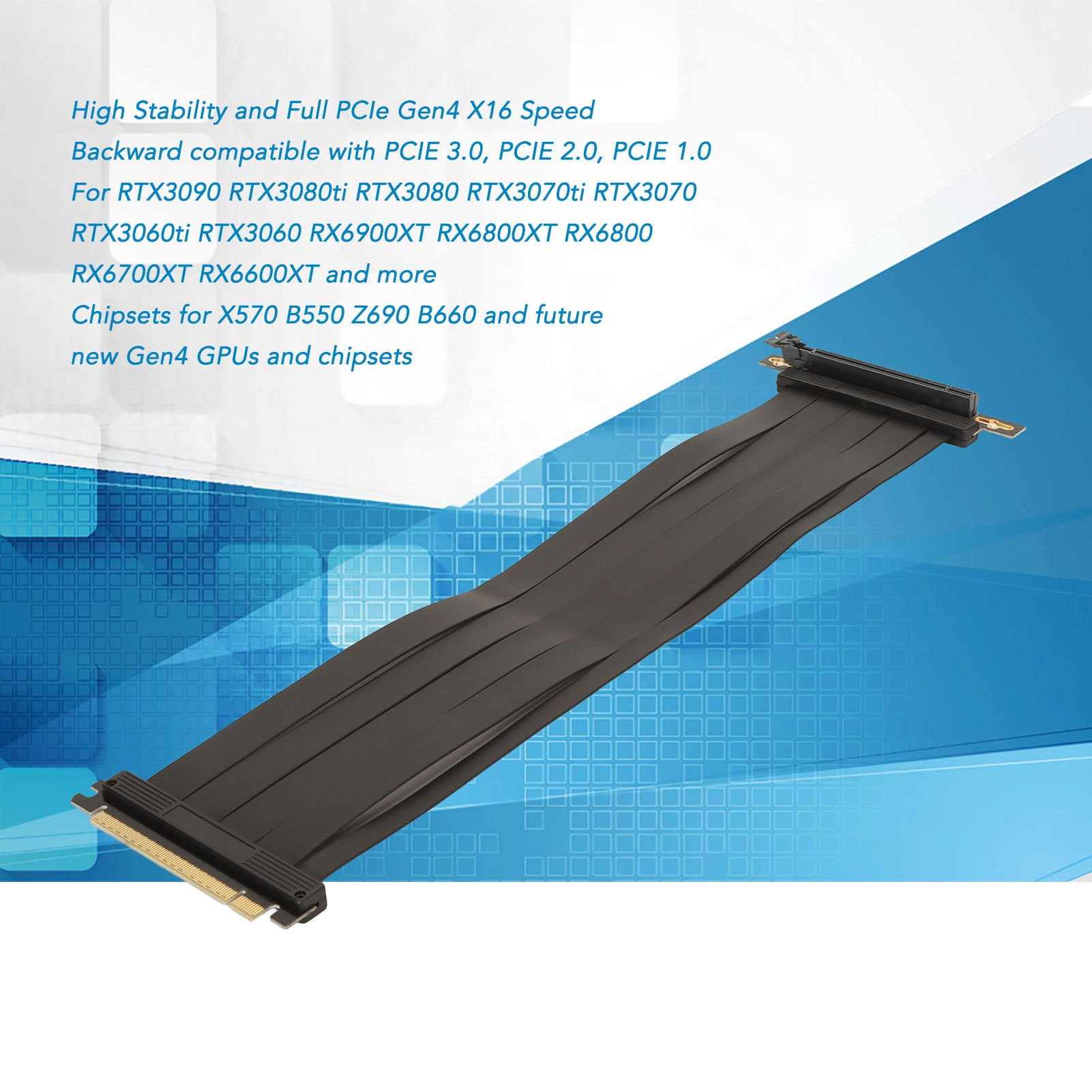 Câble Riser PCIe 4.0 X16 – 40 Cm – Pour GPU RTX 40 & RX 7000 – Montage Vertical Carte Graphique – Flexible - 5