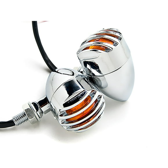 Krator Motorcycle 2 pcs Chrome Amber Turn Signals Lights Compatible with Honda Elite Metropolitan 50 80 150 250