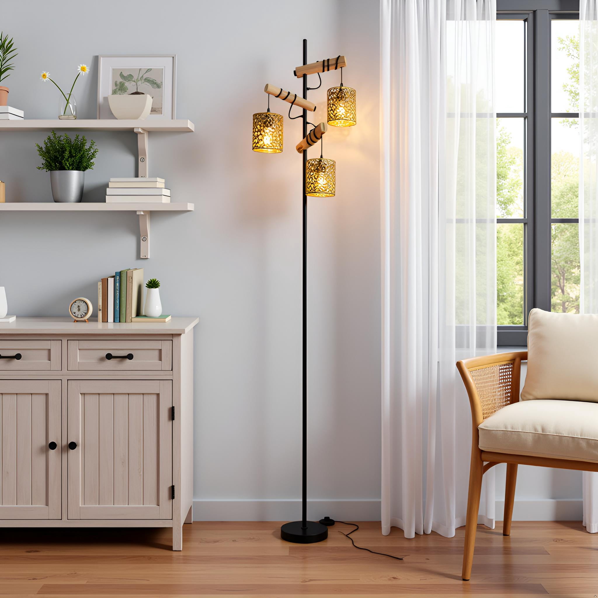 3 Lights Boho Floor Lamps For Bedrooms, Living rooms Tree Standing Lamp
