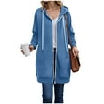 thumbnail image 6 of UngA Long Hoodies for Women Long Sleeve Fall Long Tunic Hooded Sweatshirt Oversized Fleece Jacket With Pockets Fall Coats 2025 Hoodie Zip Up Women (Blue,XXL), 6 of 7