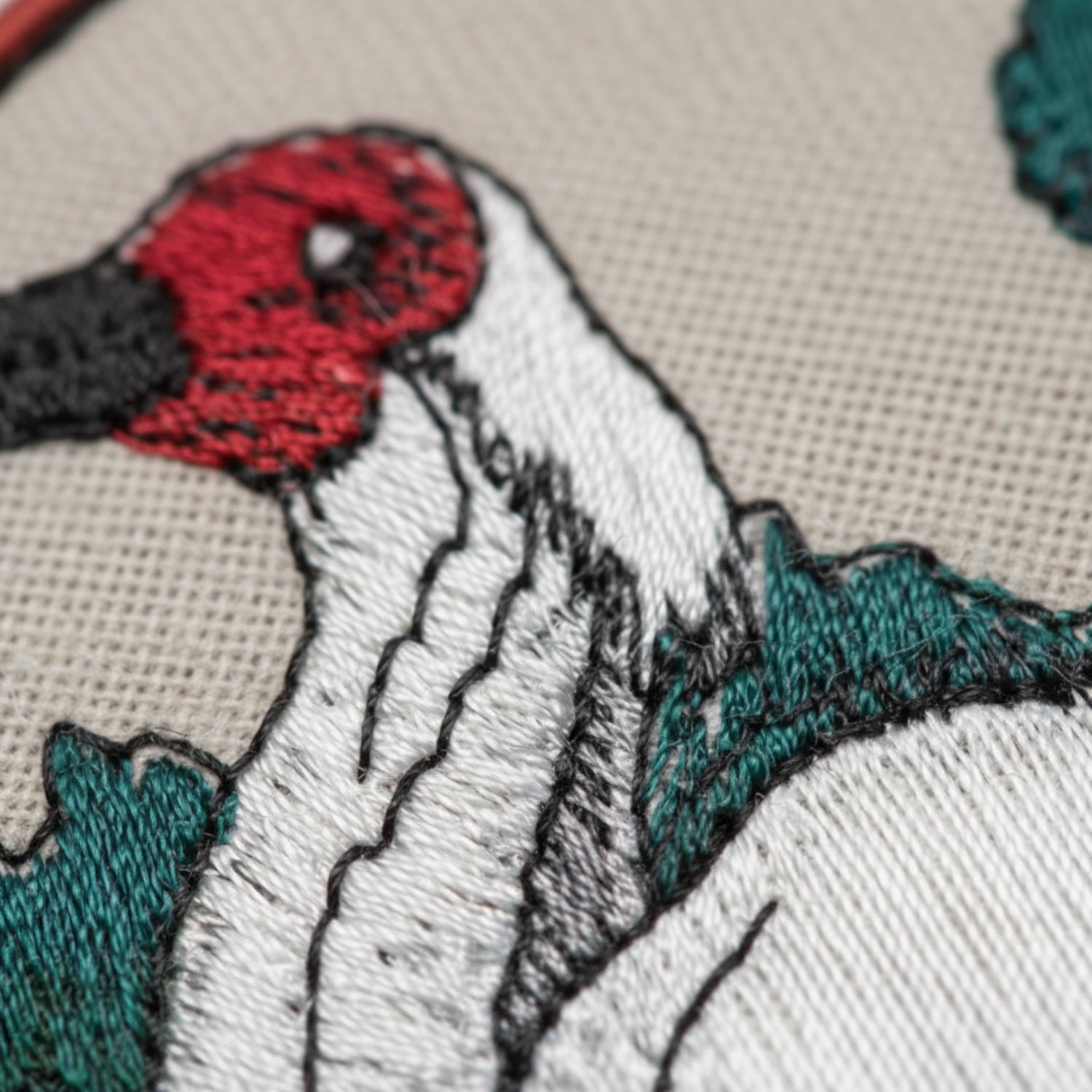 Crested Ibis in Circle Embroidered Iron on/Sew Patch [6" X 6"]