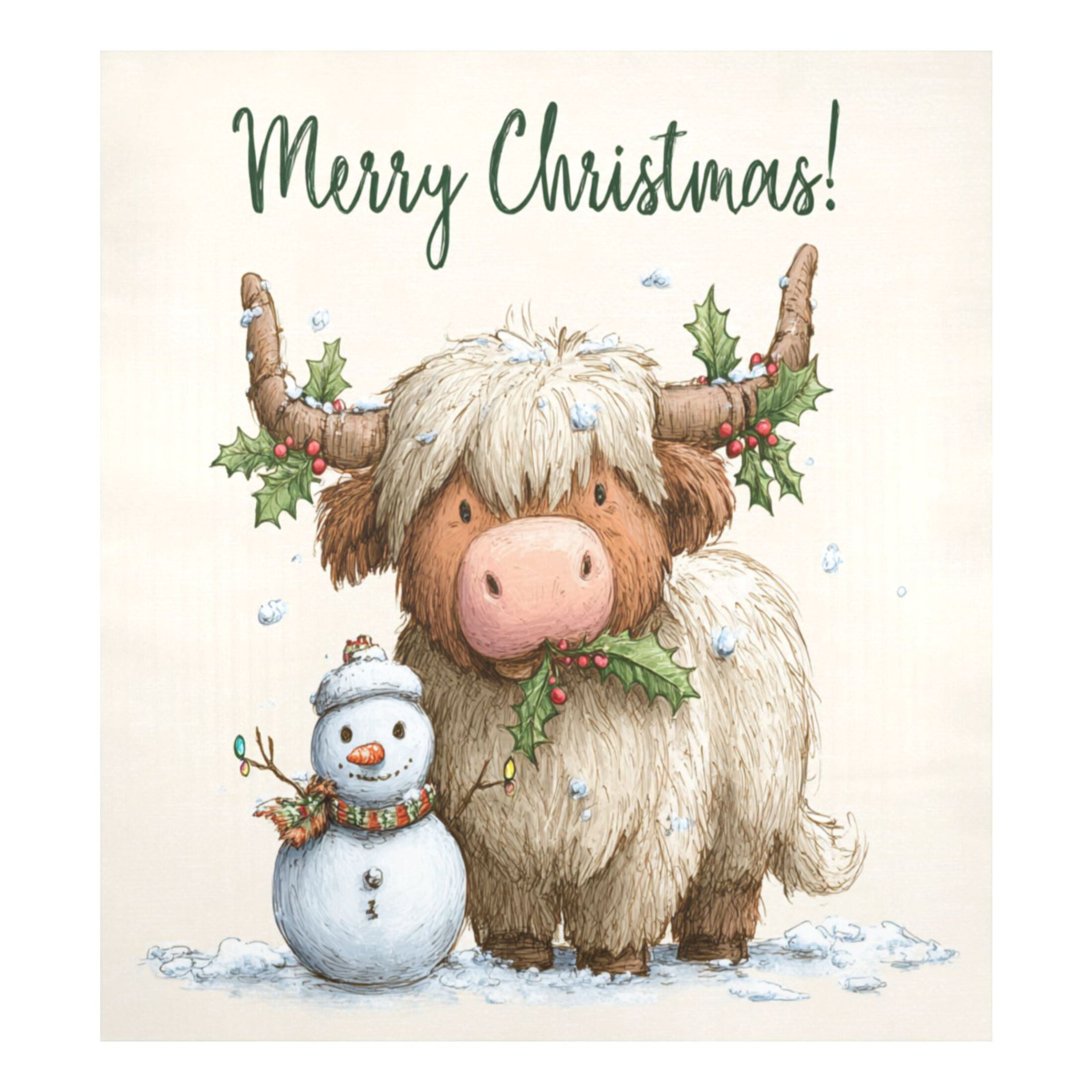 Dishwasher Magnetic Refrigerator Magnet Cover Sticker Home Decorative 23"x26" Christmas Highland Cow