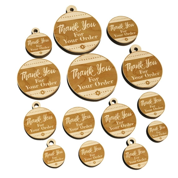 Thank You For Your Order Formal Wood Mini Charms Shapes DIY Craft Jewelry - With Hole - 20mm (15pcs)