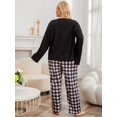 thumbnail image 4 of ebukurty Plus Size Pajama Sets for Women 2 Piece Long Sleeved Black Plaid Lounge Sets, Sizes 1XL-2XL/4XL, 4 of 7