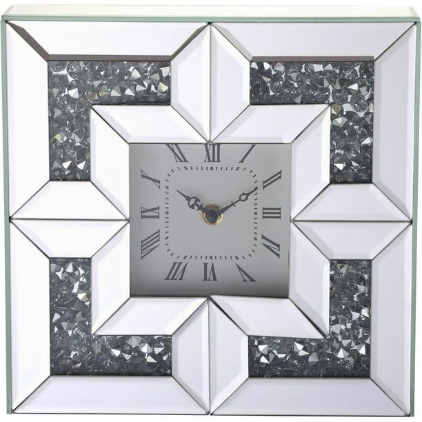 Elegant Lighting Mr9207 Modern 10" Wide Square Crystal Analog Wall