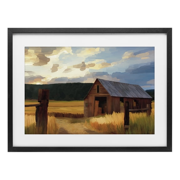Stupell Industries Harvest Time Autumn Barn Black Framed Print Under Glass, design by Renel Peters