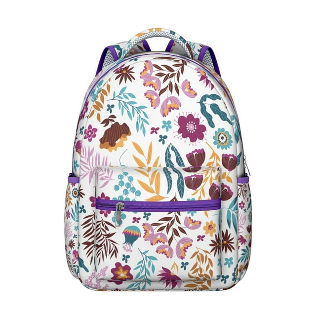 Sac à Dos d'Étudiant Léger à Imprimé Floral Vif, Sac à Dos Scolaire Multifonction avec Motif Romantique de Roses et de Pivoines, Sangle Ajustable, Parfait pour un Usage Quotidien