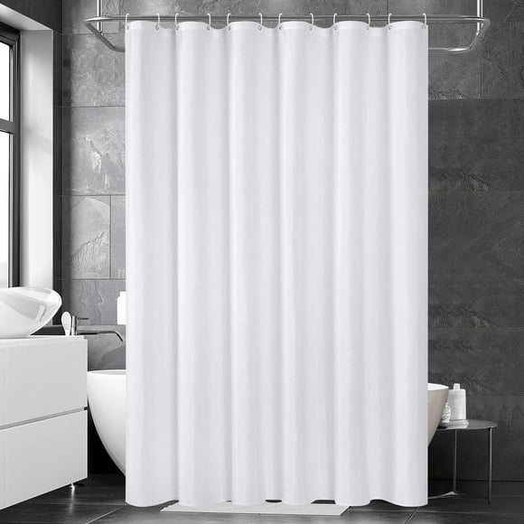ABDFHE-White Extra Long Shower Curtain 84 inches Long,Washable Fabric Shower Curtain Liner with Hooks Hotel Bathroom Curtains Shower Set
