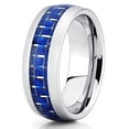thumbnail image 2 of Silly Kings 8mm Tungsten Carbide Wedding Band Carbon Fiber Blue Ring Men & Women Comfort Fit, 2 of 3