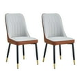 thumbnail image 5 of Hassch PU Leather Dining Chairs, Set of 2 Modern Upholstered Kitchen & Dining Room Side Chairs with Golden Tipped Black Metal Legs, Easy Assembly (Light Gray+Brown), 5 of 7