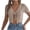 Khaki, variant on Staron Women Knitted Tie Front V Neck Short Sleeve Solid Boho Casual Vacation Beach Crop Top Hollowed Out Cardigan, White M