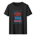 thumbnail image 4 of HOMADLES Men Flag Graphic Tee Independence Day Crewneck Muscle Stretch T Shirt Short Sleeve Black 2XL, 4 of 5