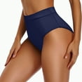 thumbnail image 5 of Kedxroy Women's Vintage Super High Waisted Bikini Bottom Shirred Tankini Briefs Tummy Control Swimsuits Bottoms(Dark Blue,XXL), 5 of 9