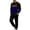 A Blue, variant on Men's Casual Sports Two-Piece Set - Color-Blocked Round-Neck Top With Elasticated Bottom Pants Set Black Xxl