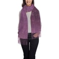 thumbnail image 2 of Women's Fashion Tassel Scarf, Purple Vintage Old Newspaper Long Shawl, Lightweight and Warm, 2 of 9