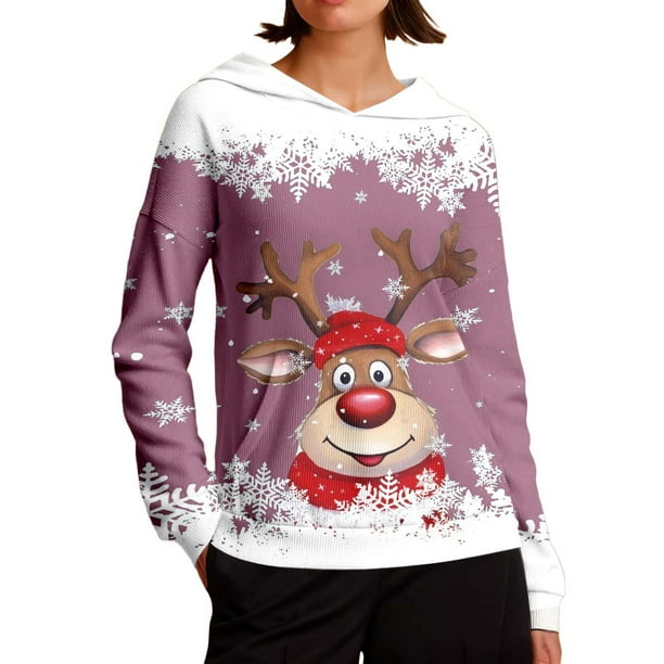 WILLBEST Sudadera con Capucha de Estilo Acogedor, Manga Larga, Estilo Casual, con Estampado Festivo para Comodidad y Calidez Diarias XX-Grande