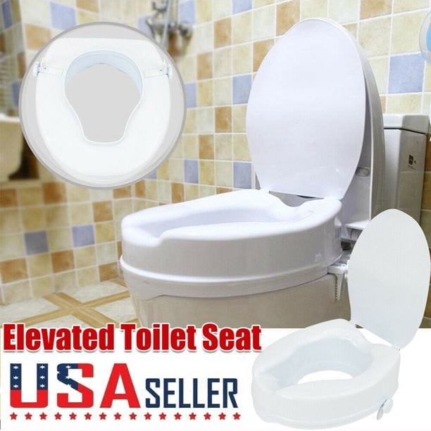 Raised Toilet Seat, 4Inch Elevated Height Over Commode, Increased Lift
