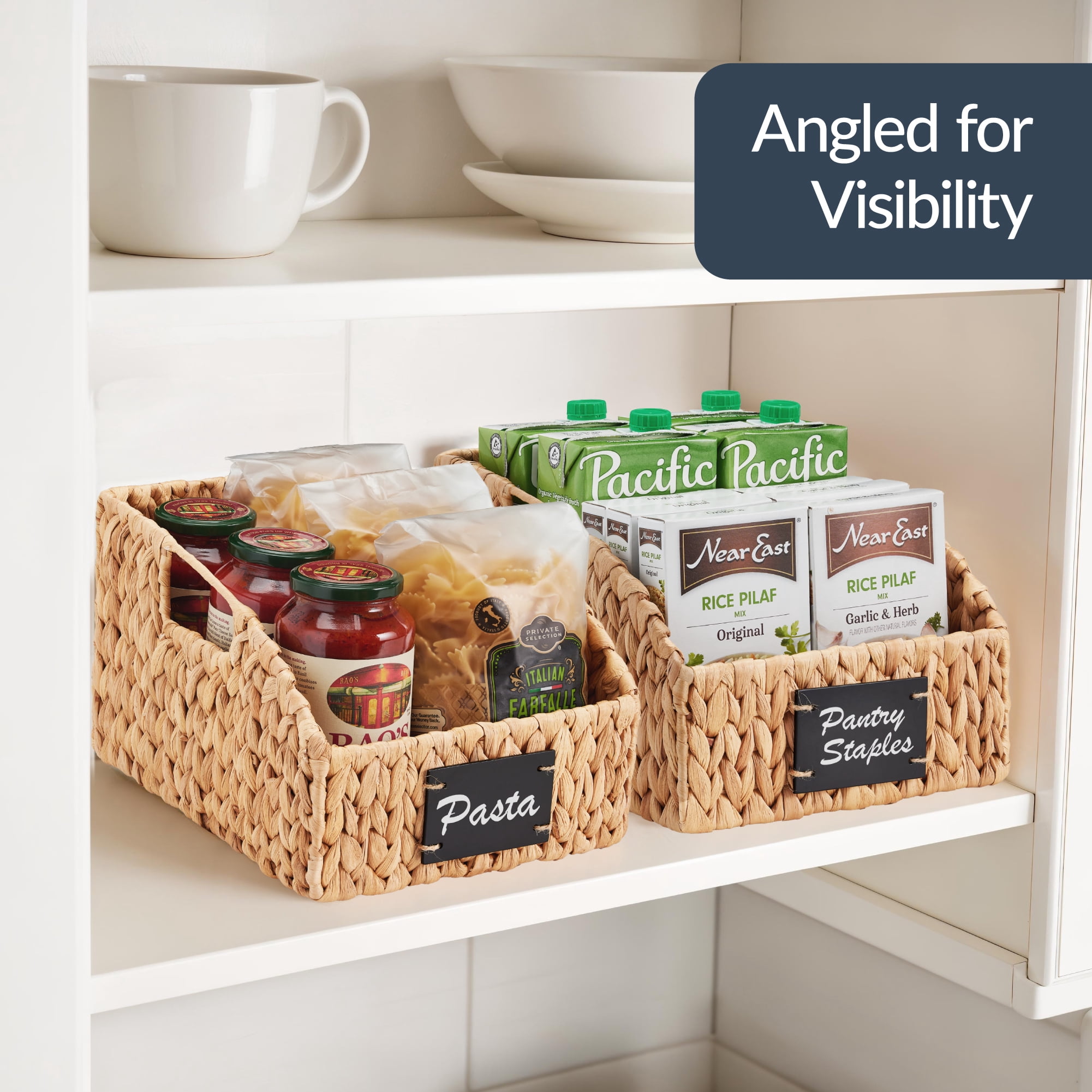 Best Choice Products Storage Pantry Baskets for Organizing, Wicker Basket w/ Built-in Handles  Natural