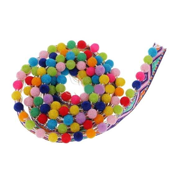 Yunhgft 1 Yard Jacquard Ribbon Pompom Trim Fringe Ribbon Sewing Ribbon Fabric for Skirts Width 28mm