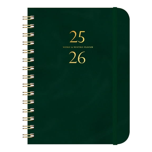 Nkmbld Spiral Notebooks Schedule Book A5 Plan Book Coil Book Leather Strap Notebook Self-Discipline Card Printing Book, Green