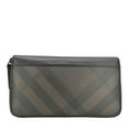 thumbnail image 1 of Pre-Owned BURBERRY Check Canvas Zip Around Wallet Grey, 1 of 12