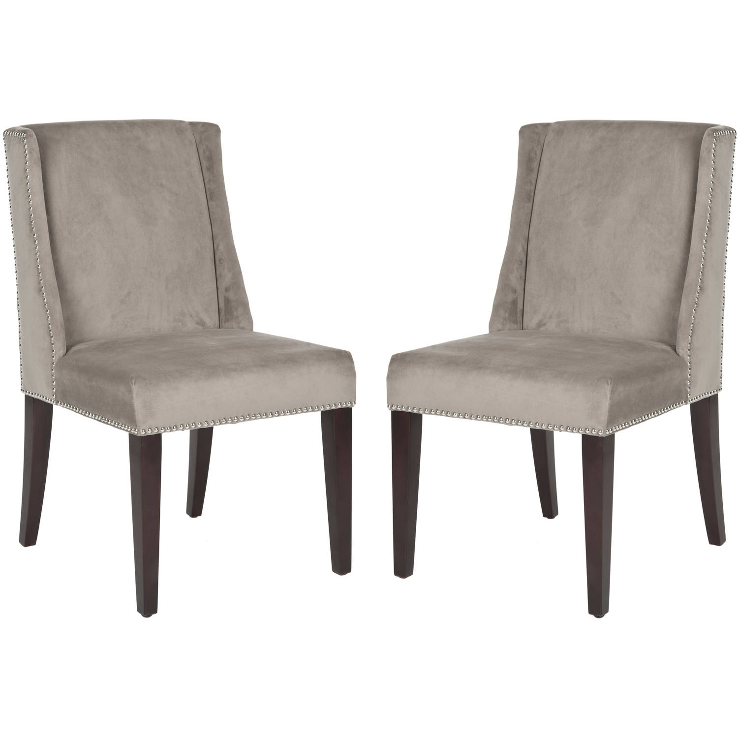 SAFAVIEH Humphry Dining Chair with Silver Nail Heads, Set of 2, Mushroom