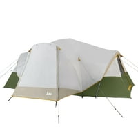 Slumberjack Riverbend 10-Person 3-Room Hybrid Dome Tent with Full Fly (Off-White / Green)