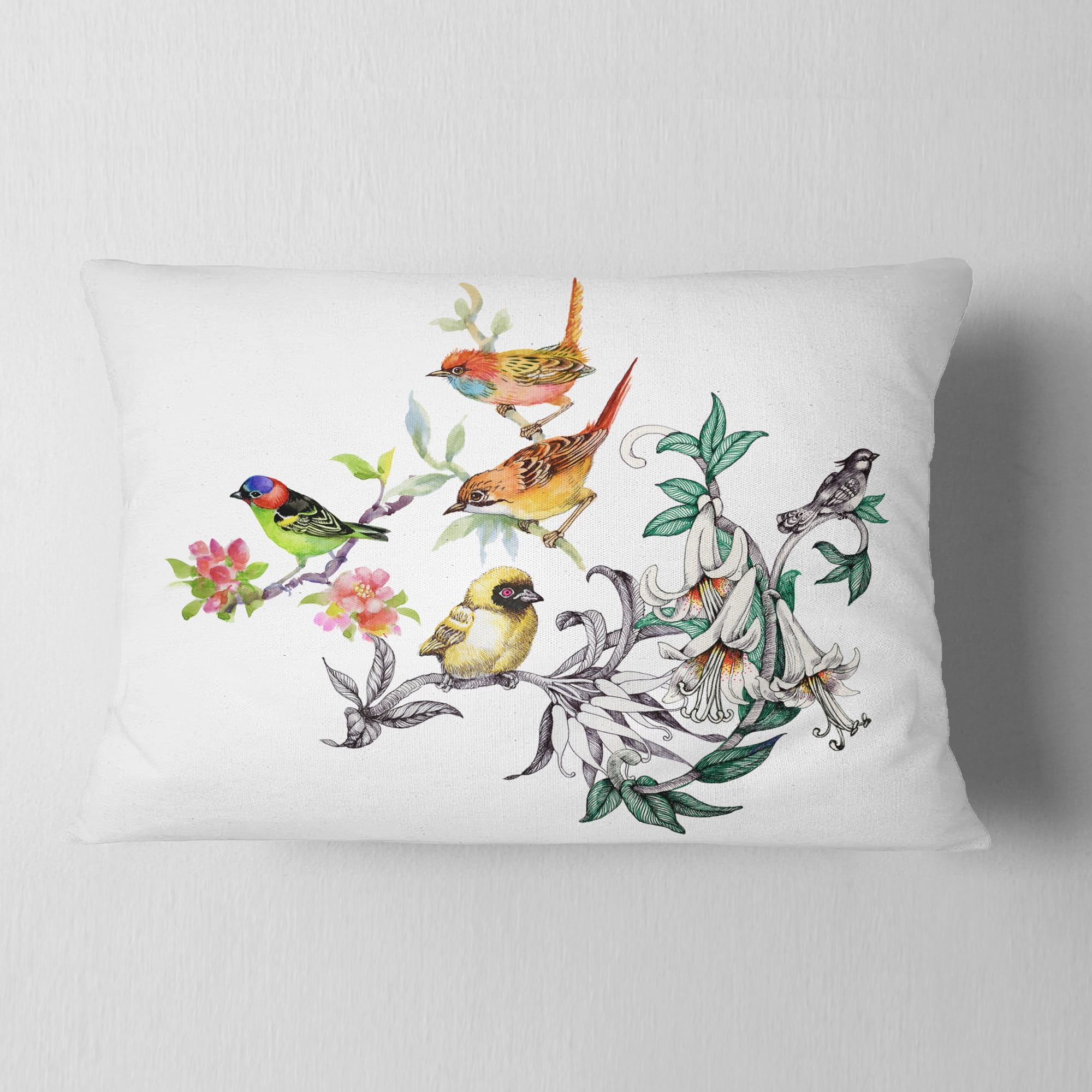 Designart 12" x 20" Multi-color Polyester Throw Pillow