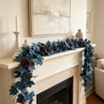 thumbnail image 4 of Tibetan Blue Artificial Maple Leaf Vines, White and Navy Plastic Hanging Fall Leaf Garland, 175cm Long Staircase, Dining Table, Fireplace All Season Decoration, 4 of 7