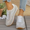 thumbnail image 2 of Tennis Shoes Womens Fashion Color Block Sneakers Lace up Classic Retro Trainers Skate Shoes Nonslip Thick Sole Running Shoes Beige Size 6.5, 2 of 8