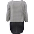 thumbnail image 2 of Plus Size Women's Short Sleeve Striped Chiffon Bottom Fashion Casual T Shirt Top Black White 1X (16.038), 2 of 4