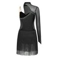 thumbnail image 2 of HULIJA Women's Lyrical Dance Dress One Shoulder Asymmetrical Fringed Dress Black L, 2 of 3