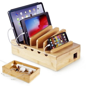 Navaris adjustable bamboo lid holder - Organizer with 6 removable shelves - Wooden storage rack with 7 compartments for lids - Light brown