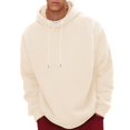 thumbnail image 3 of Blekii Men's Fleece Lined Pullover Hoodie, Thick Warm Sweatshirt for Winter, Solid Color Casual Streetwear, Oversized Fit for Maximum Comfort, Cozy Interior for Freezing, 3 of 9