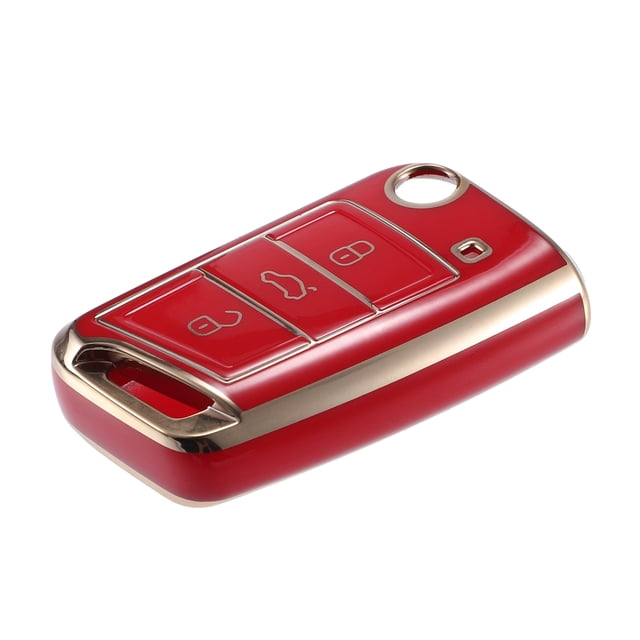 Funda para mando a distancia compatible con Volkswagen Golf 7 Polo 2G 6R 6C, TPU duradero, rojo, 3 botones, protector de mando a distancia