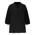 thumbnail image 5 of Babysbule Womens Long Sleeve Tops Women's V-Neck Long Sleeve Loose Button Cotton And Linen Tunic Shirts Summer Shirts Blouse, 5 of 7