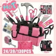 thumbnail image 2 of 24/39/130pcs Pink Household Tool Set, Sturdy Metal Hand Tool Kit, Classic Barn Style Toolbox, Ladies Durable Metal Hand Tools, DIY Home Repair Kit, The Best Gift for Mother'S Day, 2 of 13