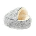 thumbnail image 2 of Uutvmp Cat Bed Round Plush Fluffy Hooded Cat Bed Cave, Cozy for Indoor Cats or Small Dog Beds, Soothing Pet Beds Doughnut Calm Anti-nxiety Dog Bed, Waterproof Bottom Washable, 2 of 6