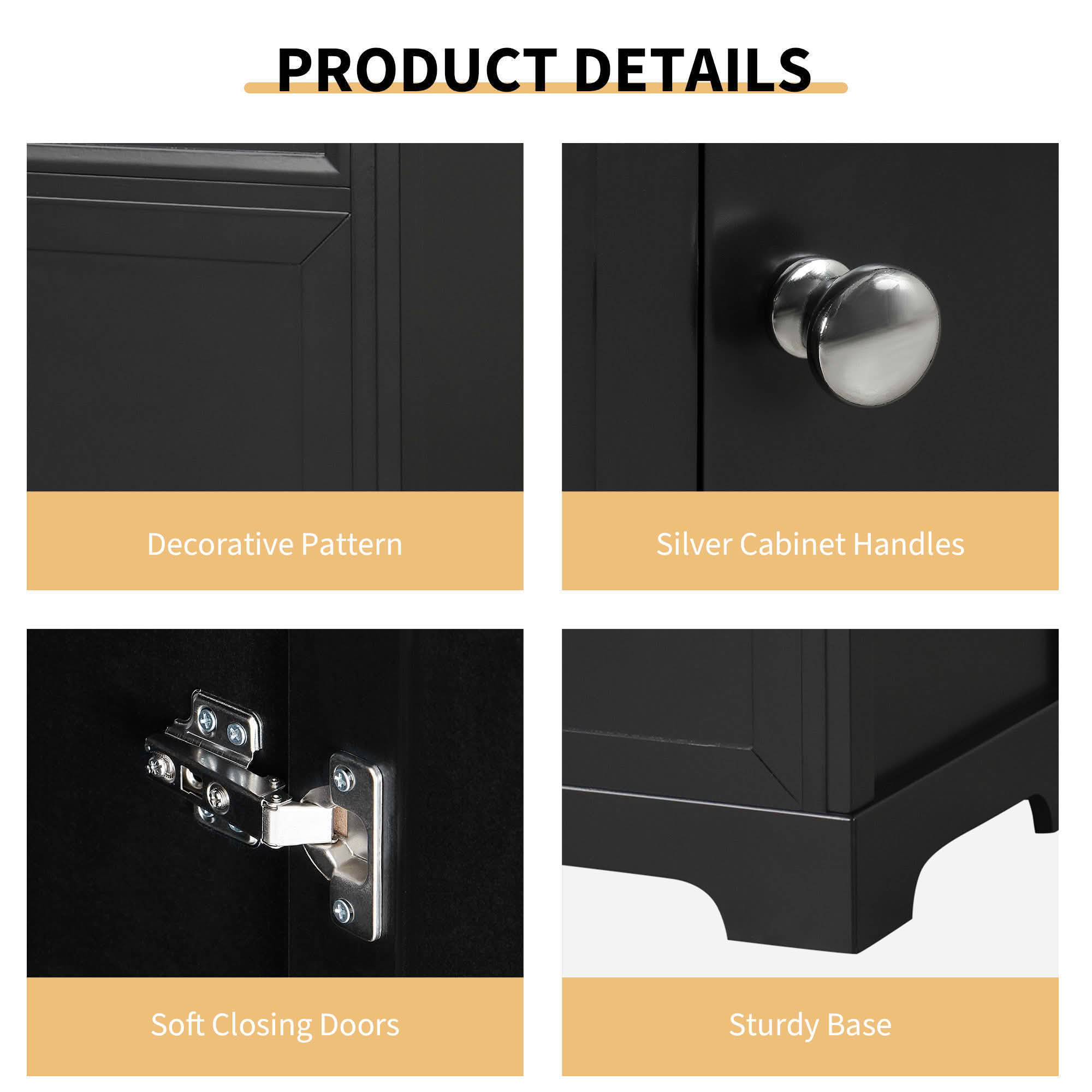 MAYEERTY 20" Bathroom Vanity with Sink Soft Closing Door Storage Rack Adjustable Shelf Black
